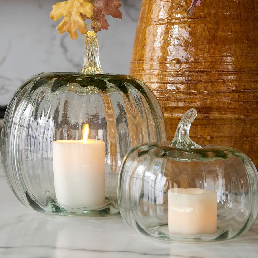 Pumpkin Gourd Handcrafted Recycled Glass Cloches Ecomm Via Potterybarn.com