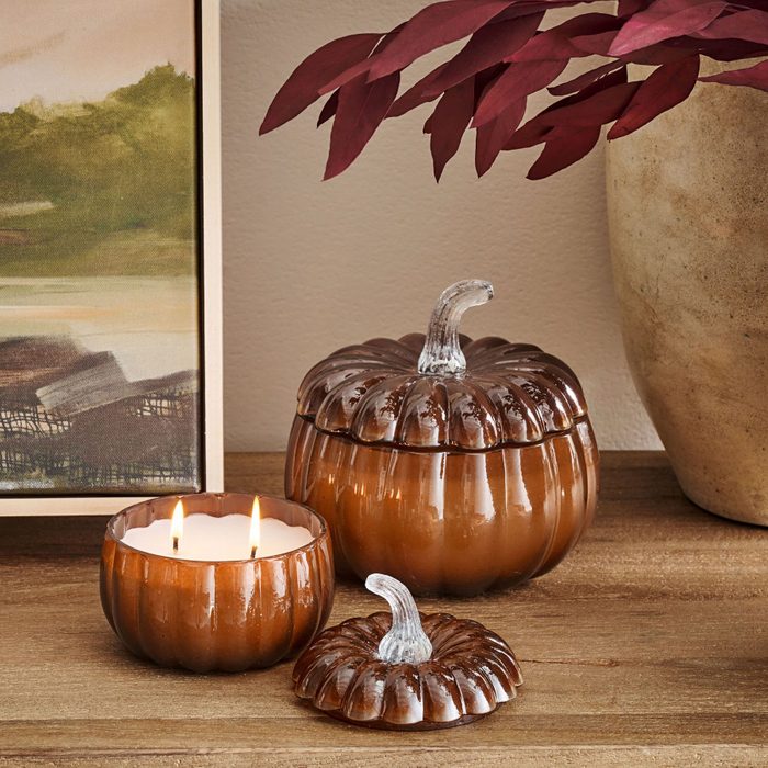 Pumpkin Lidded Recycled Glass Candles Ecomm Via Potterybarn.com