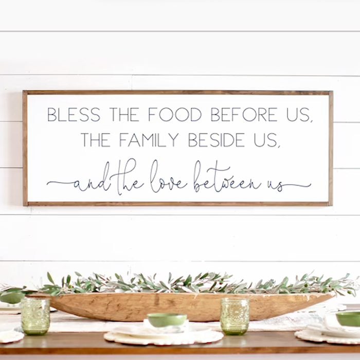 Bless The Food Before Us Wood Sign