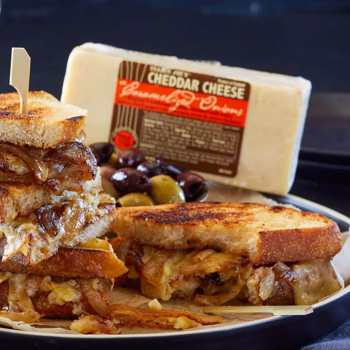 Cheddar Cheese With Caramelized Onions Via Tj