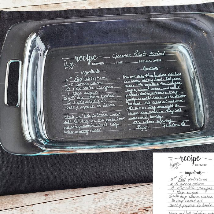 Personalized Handwritten Recipe Glass Pan