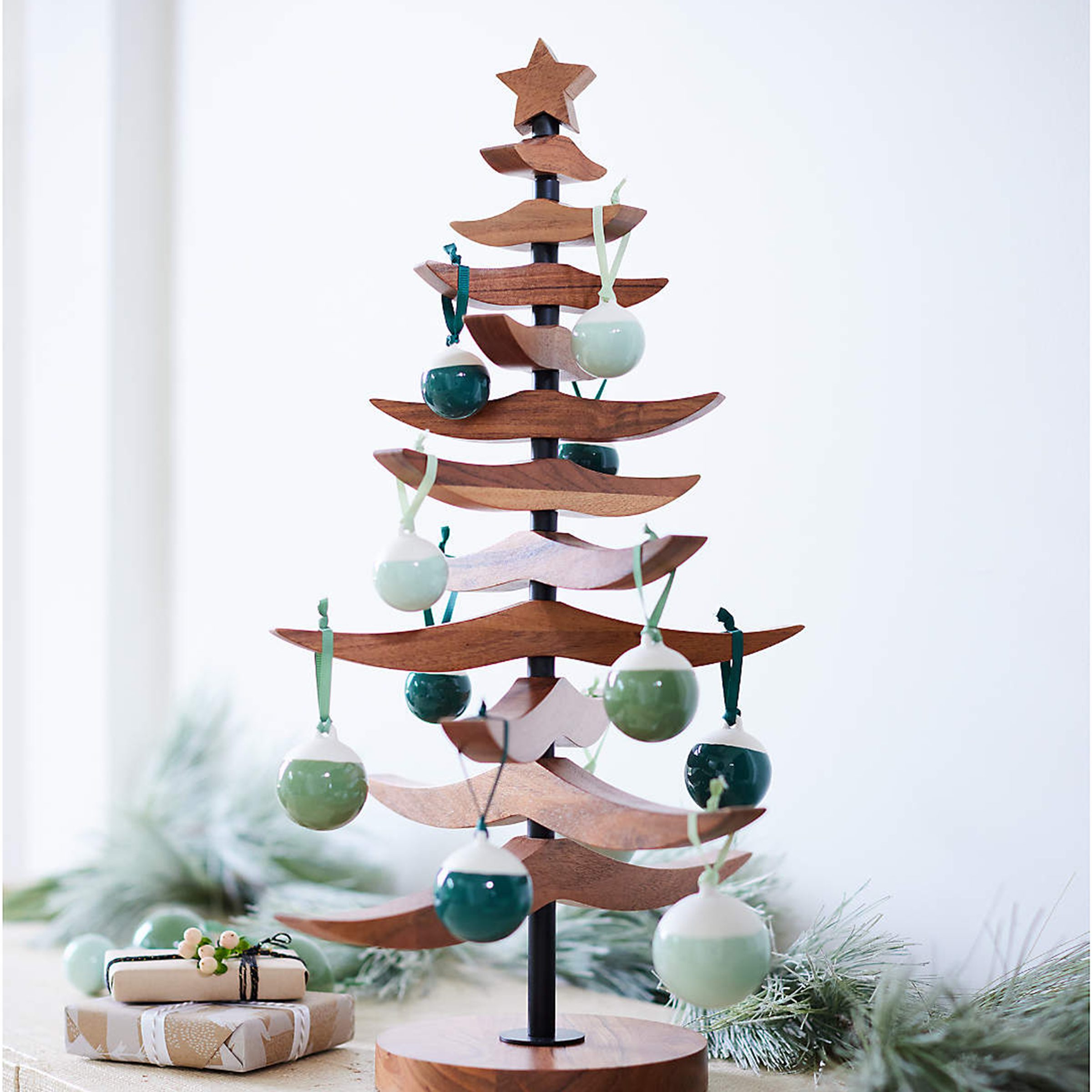 10 Pcs Mini Christmas Snow Tree with Wood Stand Table Home Decoration Gift Xmas 