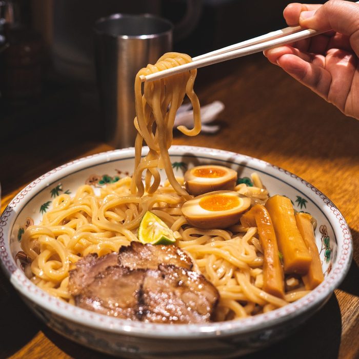 Big Bowl Of Tsukemen Chashu Udon With Miso Soup