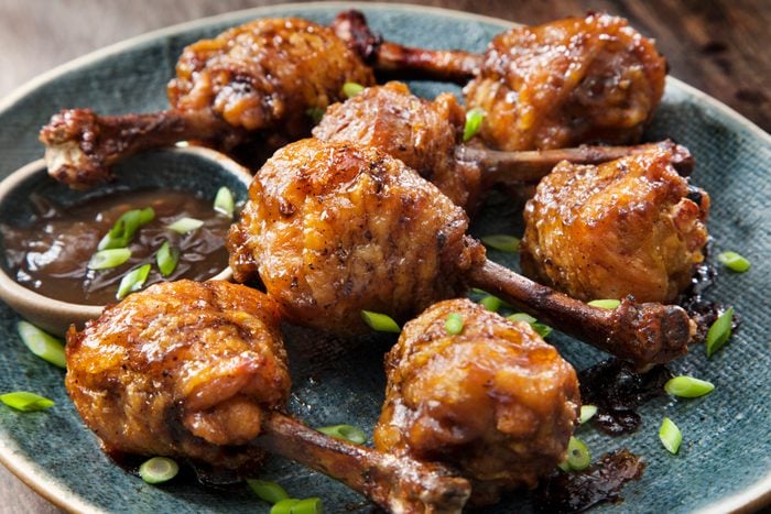 Honey Garlic Chicken Lollipops with Carrots, Celery and Ranch Dip