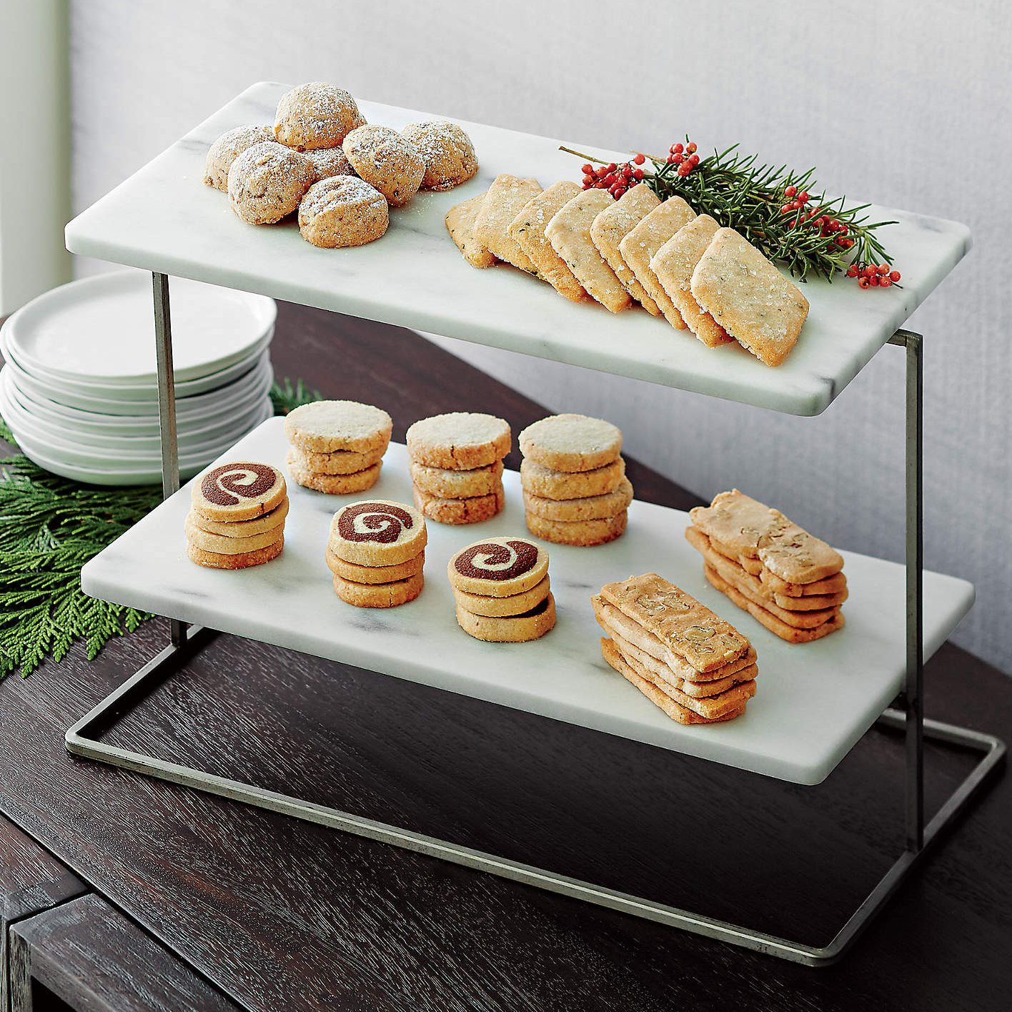 Entertaining Serving Station Double 3 Tier Display Stand Swing