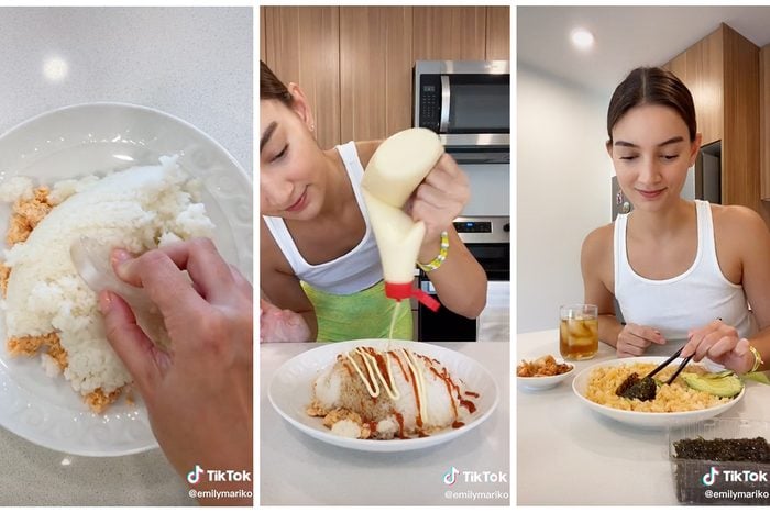 Collage Of Tiktok Showing How To Make Salmon and Rice