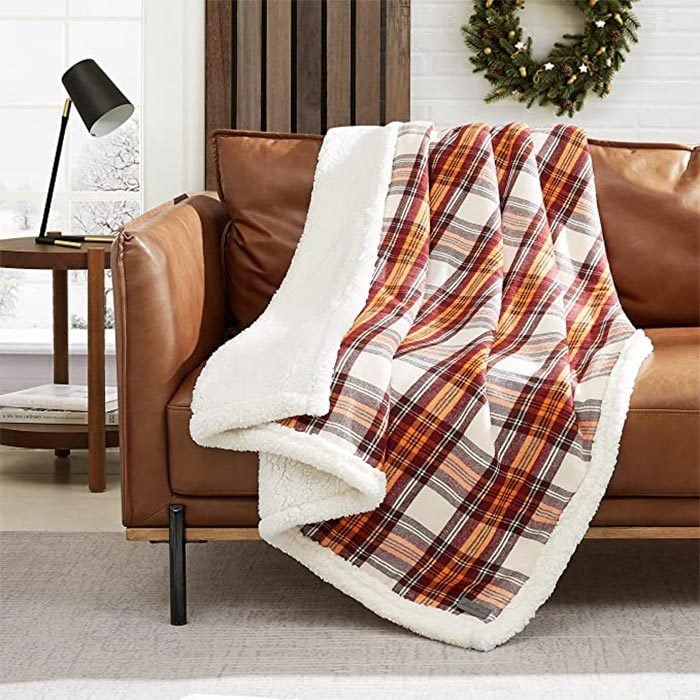 Eddie Bauer Reversible Throw Blanket on Couch
