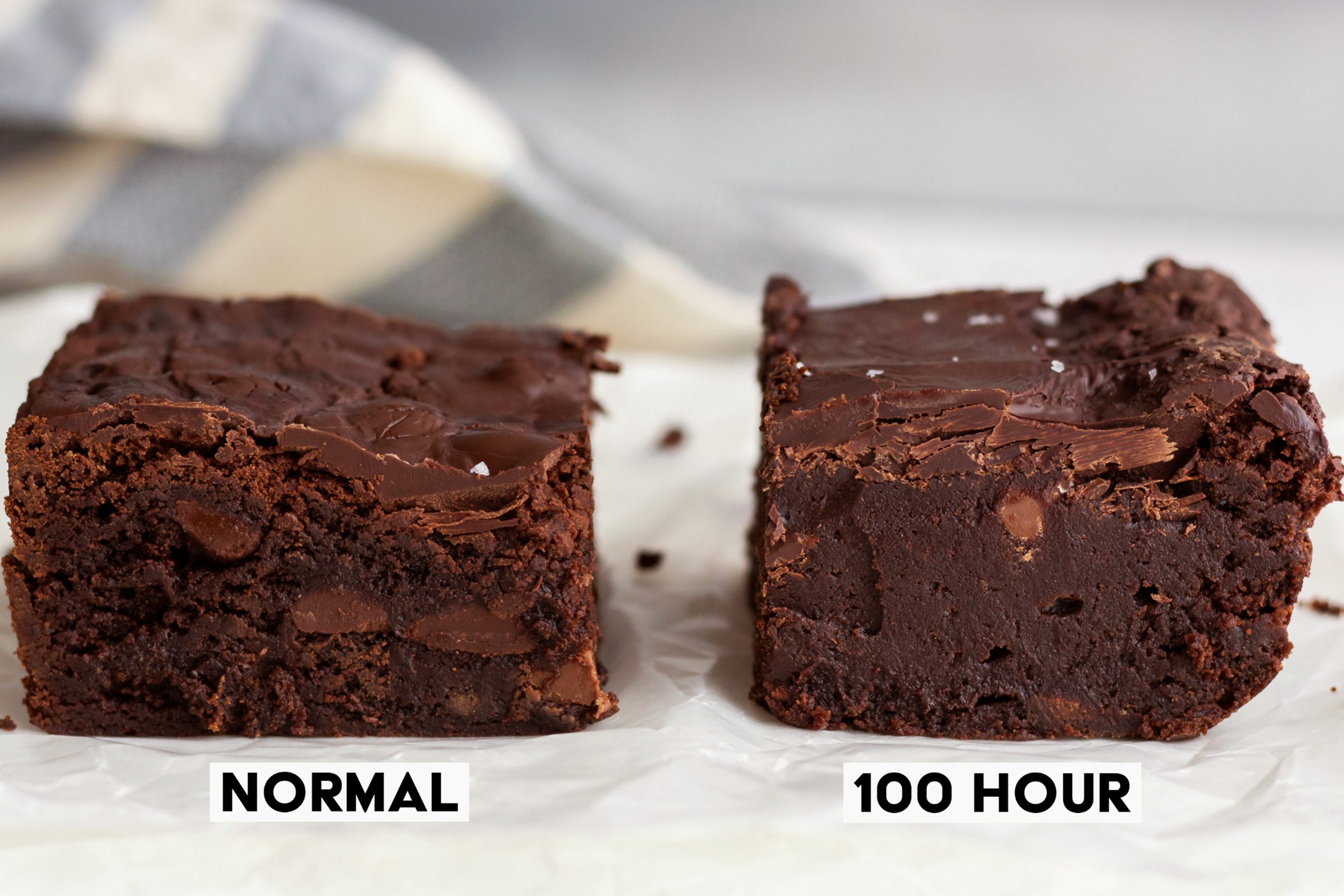 Normal Vs 100 Hour Brownies Side By Side