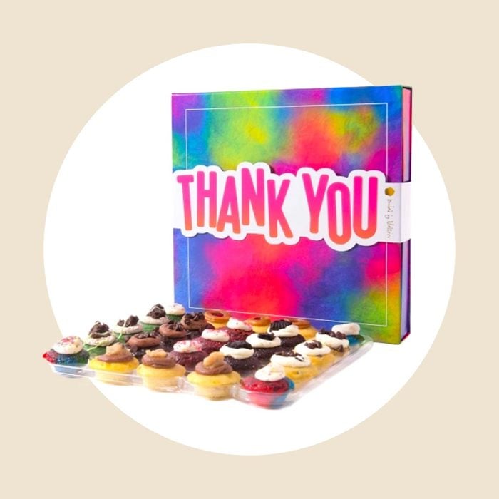 thank you rainbow gift box with 25 mini cupcakes