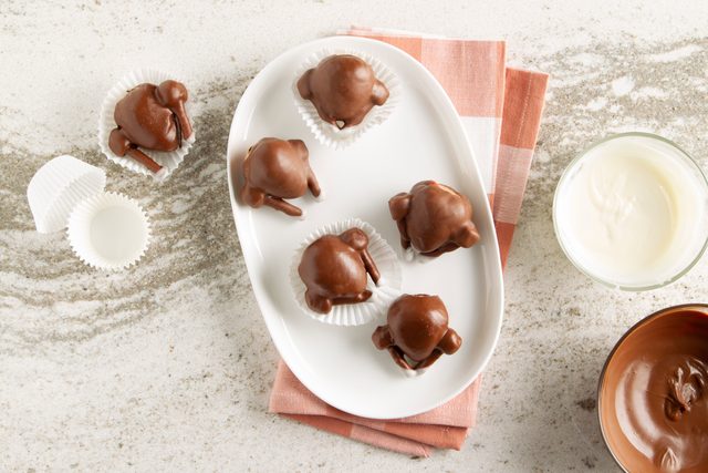 chocolate covered strawberry turkeys on a white plate