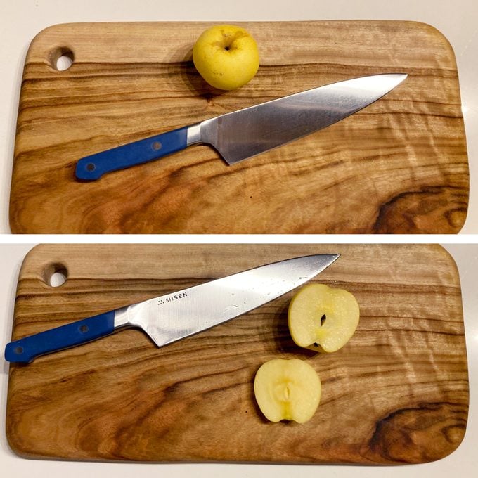 Misen Knife Slicing Apple
