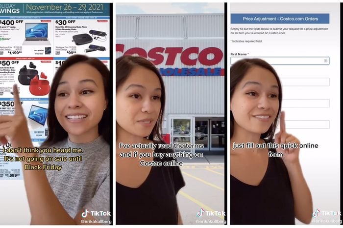 Collage Of Tiktok Showing Costco Black Friday Trick