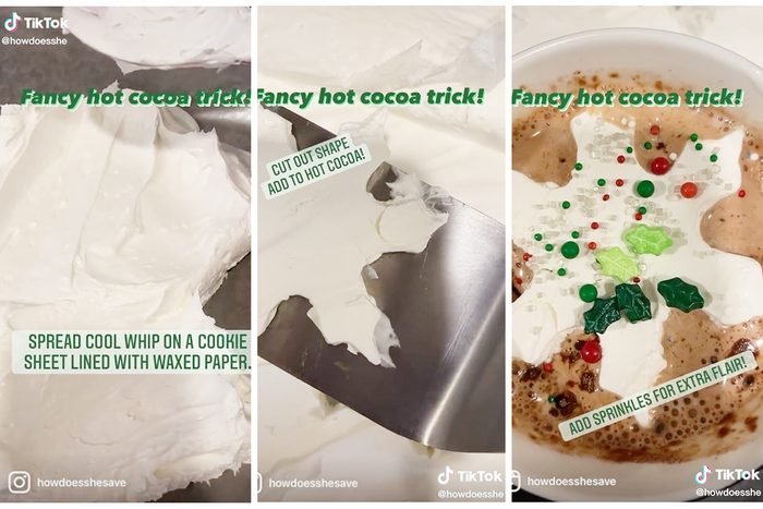 Collage Of Tiktok Showing Hot Cocoa Trick