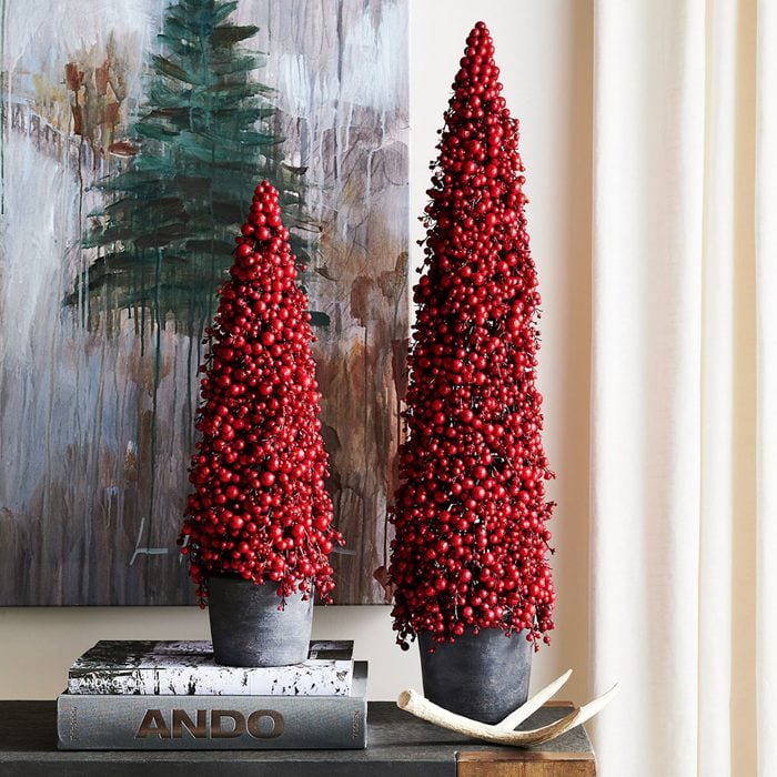 Faux Potted Berry Cluster Cone Trees