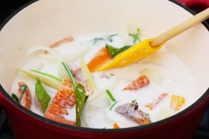 Tom Kha Gai Ingredients In Pot