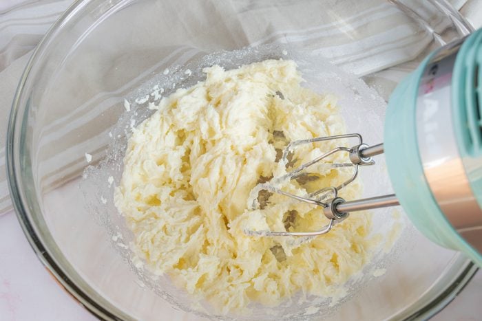 creaming together butter and sugar for 3 ingredient sugar cookies