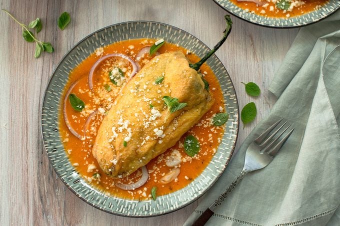Chiles Rellenos finished on plate