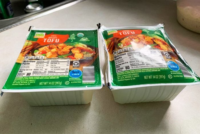 Puffed Up Package Of Tofu; Example of Bloated Food Packaging