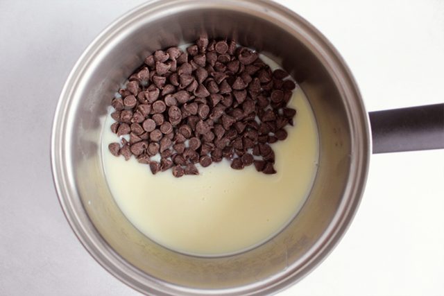 Chocolate Chips And Condensed Milk For 2 Ingredient Fudge