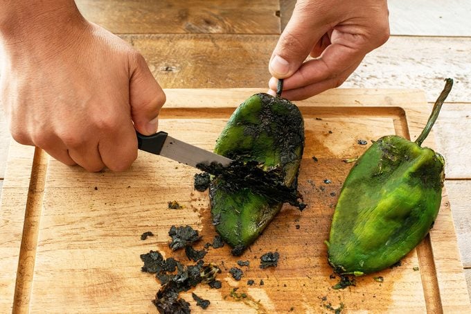 Peeling Poblano Chiles For Chiles Rellenos