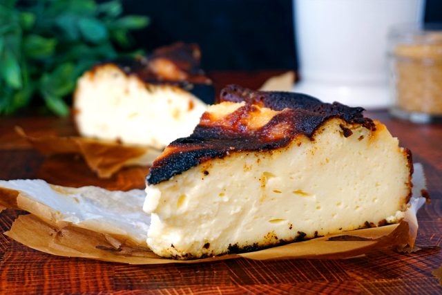 Slice Of Basque Cheesecake