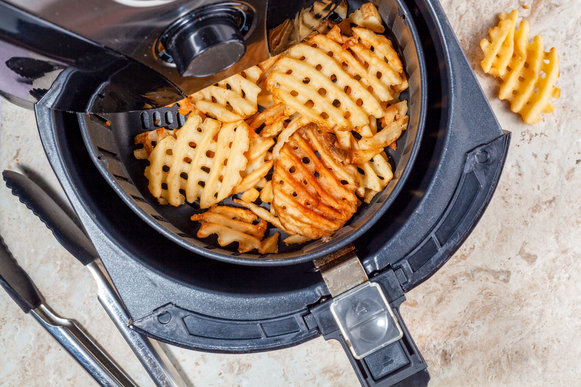 Air Frying Waffle Potato Fries