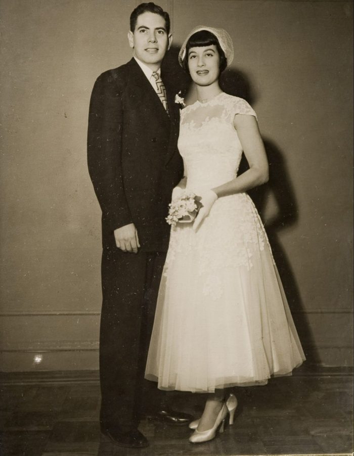 LAGUNA WOODS, CA - JANUARY 28: David and Phylis Hartman on their wedding day on September 23, 1951.