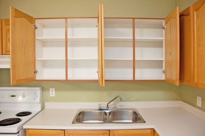 empty kitchen cabinets