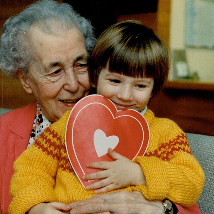 Kipling Acres home for the Aged resident Mary Metclafe; 87; is smiling because a shylooking Marianna