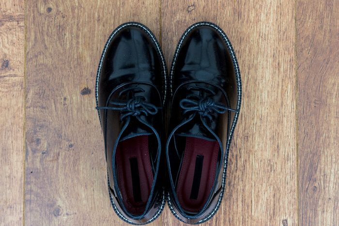Smart flat black professional shoes that have been polished