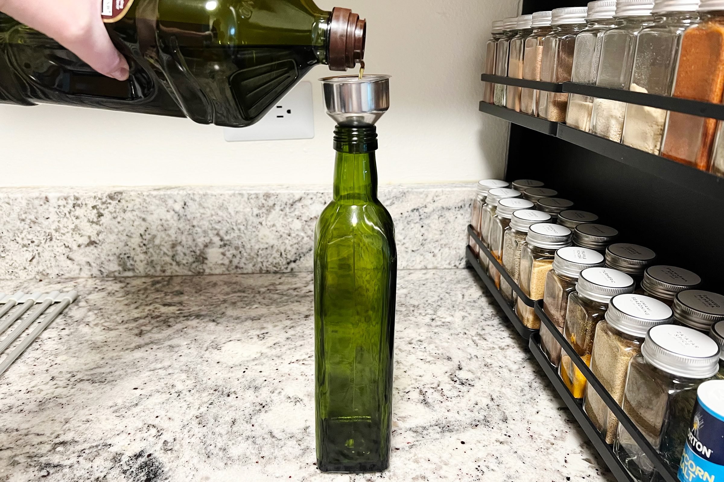 Use an Olive Oil Bottle as a Dish Soap Dispenser - What Meegan Makes