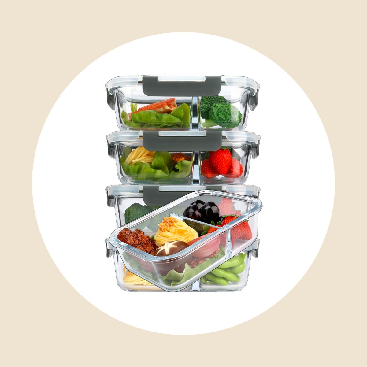 HOMBERKING 10 Pack Glass Meal Prep Containers, Food Storage Blue