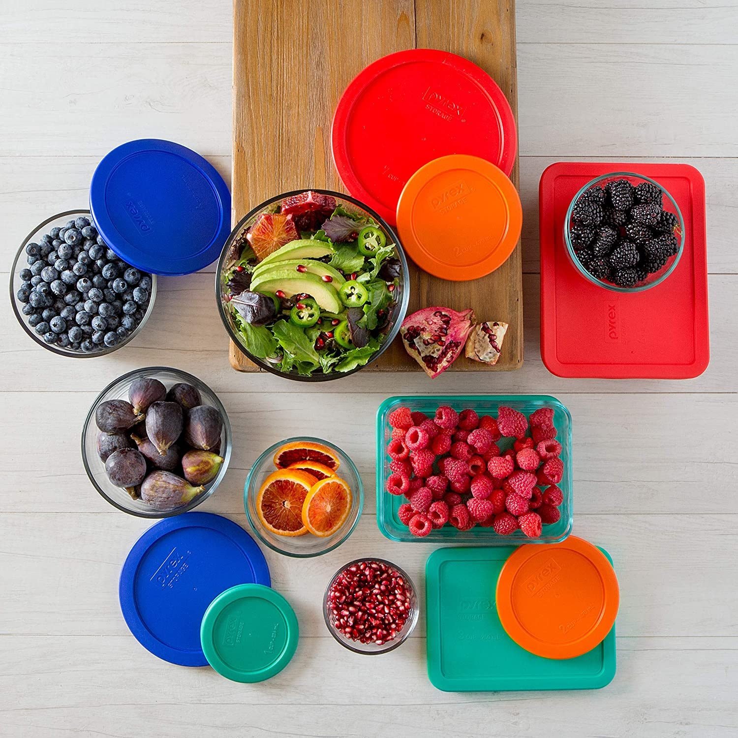 Glass container with dividers and bamboo lid