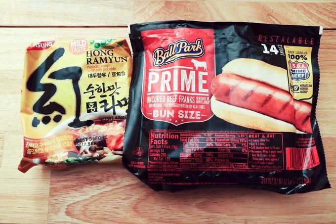 Ramen noodle package and hot dog package