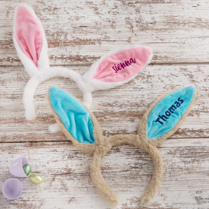 Embroidered Easter Bunny Ear Headband Blue Ecomm Via Personalizationmall.com