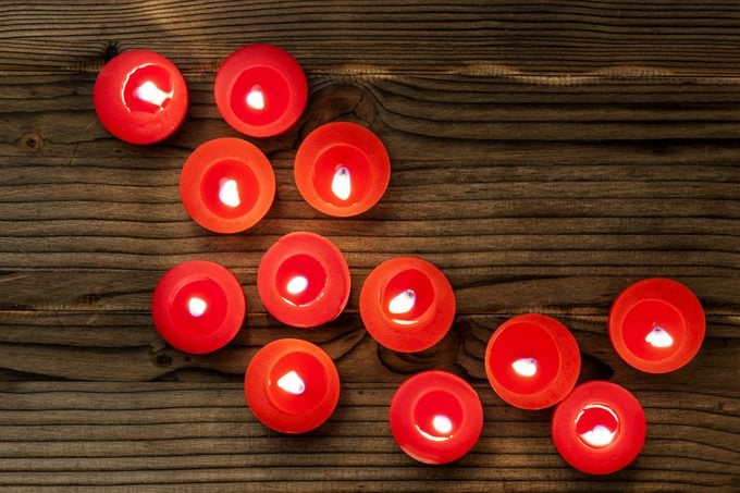 candles on wood floor