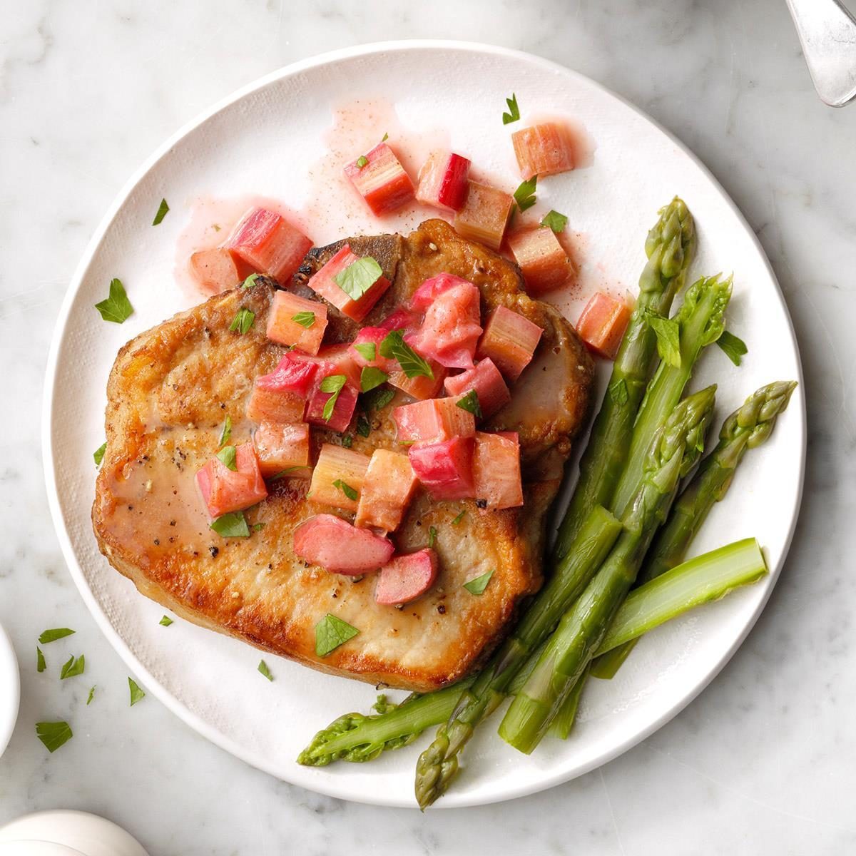 Air-Fryer Bone-In Pork Chops with Rhubarb