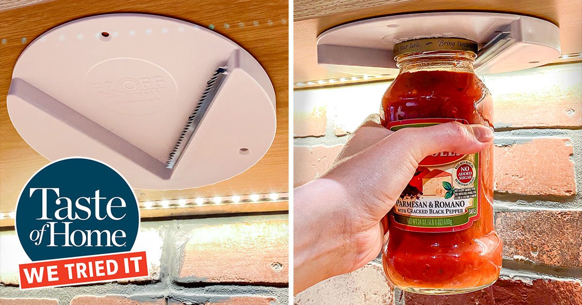 EZ Off Jar Opener - Under Cabinet Jar Lid & Bottle Opener - Opens Any Size  Jar 