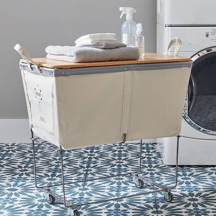 Medium Elevated Canvas Laundry Basket With Wheels 