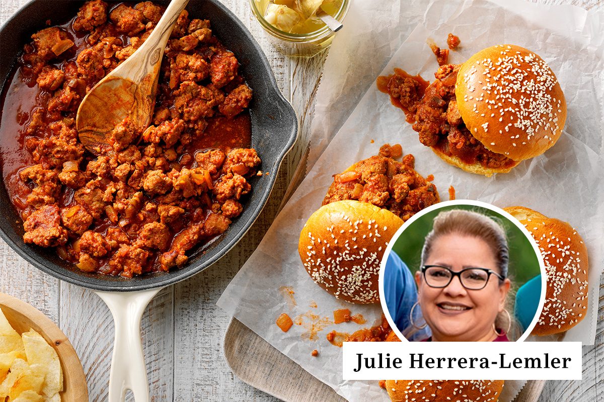 Community Cook Of The Month 2023 Julie Herrera-Lemler, Featured Recipe Jalapeno Sloppy Joes