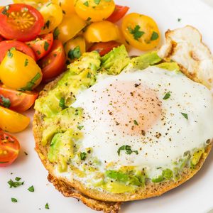 Bagel Egg in a Hole with Smashed Avocado