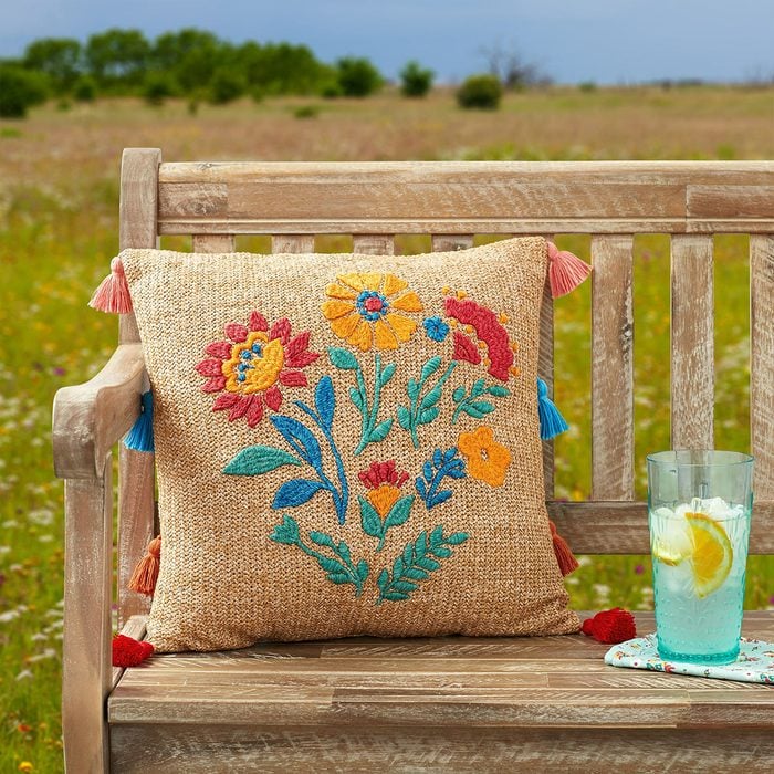 Embroidered Outdoor Pillow