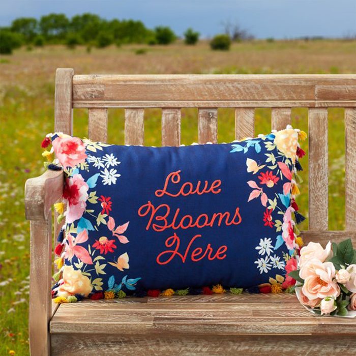Love Blooms Here Throw Pillow