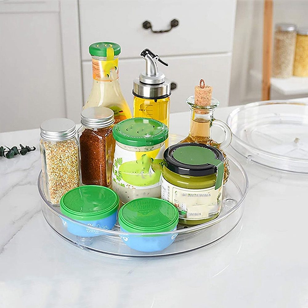 OWNFAD Plastic Clear Lazy Susan Turntable