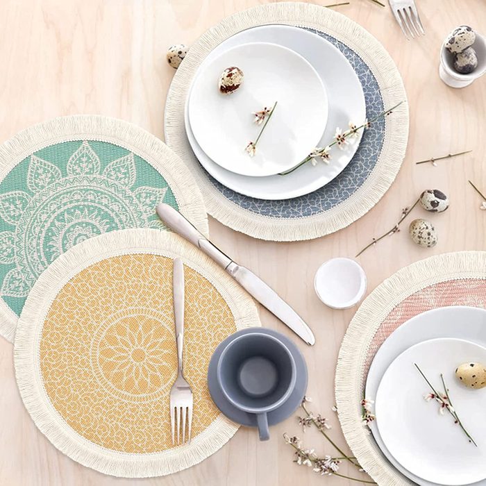 Lomohoo 4 Set Round Placemats Boho Ecomm Via Amazon.com