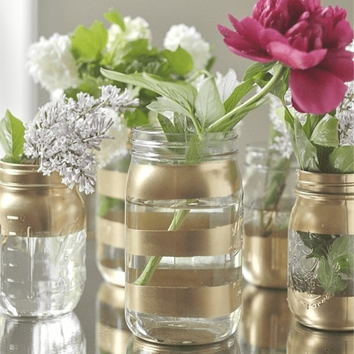 Diy Gold Mason Jar Vases Ecomm Via Yourhomebasedmom