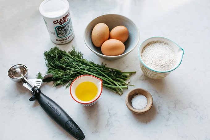 portioned out ingredients on a white counter top