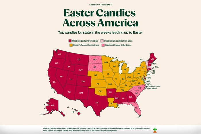 Americas Favorite Easter Candies Map Courtesy Instacart
