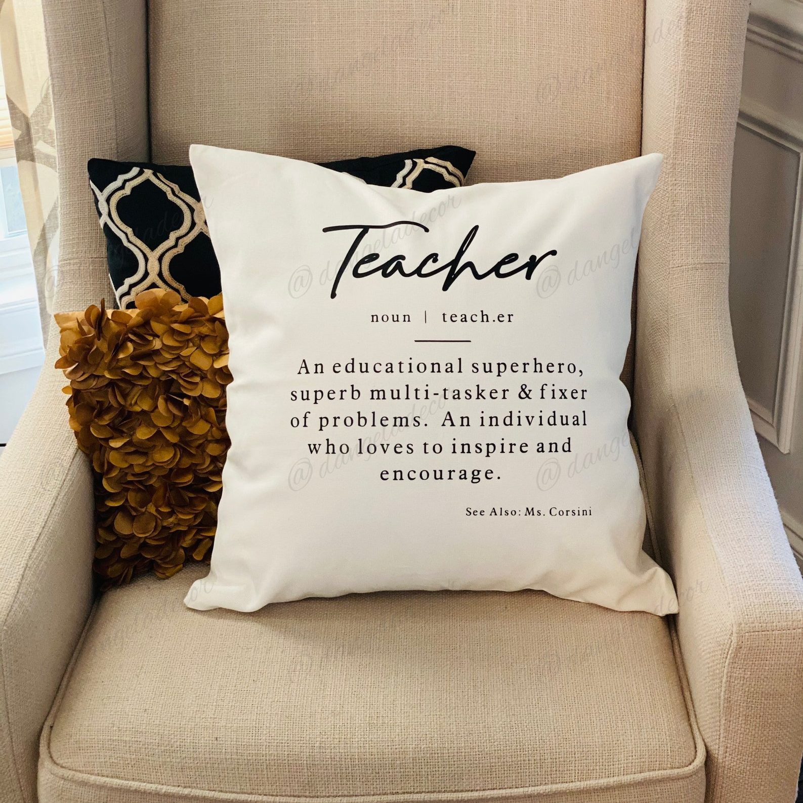 Definition Of A Teacher Custom Pillow Ecomm Via Etsy.com