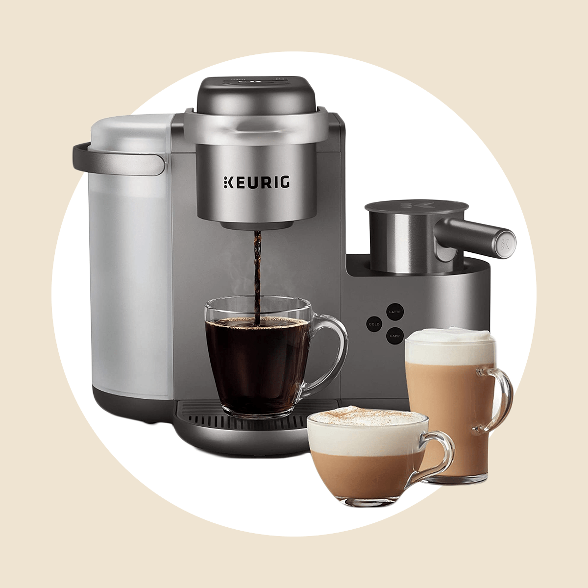  Famiworths Single Serve Coffee Maker with Milk Frother for K cup  and Ground Coffee, Single Cup Coffee Machine with Self-cleaning Function,  One Cup Cappuccino Machine and Latte Maker Combo: Home 